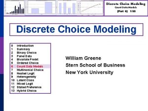 Discrete Choice Modeling Count Data Models Part 6