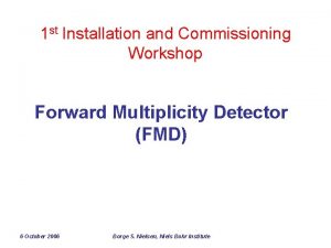 1 st Installation and Commissioning Workshop Forward Multiplicity