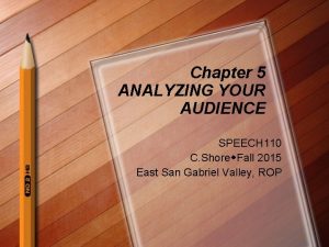 Chapter 5 ANALYZING YOUR AUDIENCE SPEECH 110 C