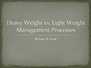 Heavy Weight vs Light Weight Management Processes By