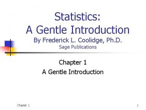 Statistics A Gentle Introduction By Frederick L Coolidge