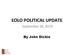 EOLO POLITICAL UPDATE September 26 2019 By John