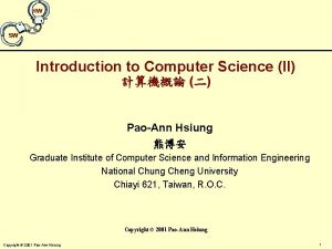 HW SW Introduction to Computer Science II PaoAnn