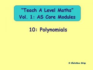 Teach A Level Vol 1 AS Core Maths