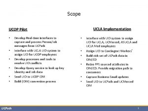 Scope UCLA Implementation UCOP Pilot UCPath Develop Realtime