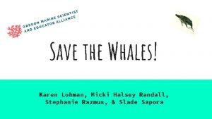 Save the Whales Karen Lohman Micki Halsey Randall