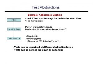 Test Abstractions Example A Blackjack Machine Intent Nat