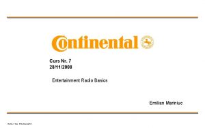Curs Nr 7 28112008 Entertainment Radio Basics Emilian