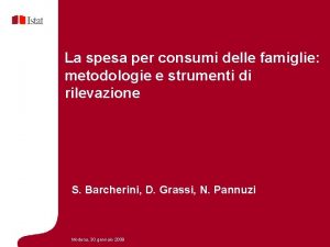 La spesa per consumi delle famiglie metodologie e