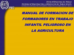 MANUAL DE FORMACION DE FORMADORES EN TRABAJO INFANTIL