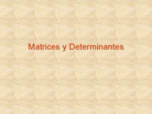 Matrices y Determinantes Concepto de matriz Igualdad de
