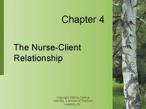 Chapter 4 The NurseClient Relationship Copyright 2004 by