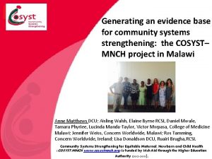 Generating an evidence base for community systems strengthening