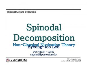 Microstructure Evolution Spinodal Decomposition NonClassical Nucleation Theory ByeongJoo