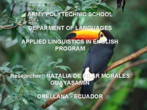 ARMY POLYTECHNIC SCHOOL DEPARMENT OF LANGUAGES APPLIED LINGUISTICS