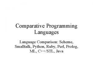 Comparative Programming Languages Language Comparison Scheme Smalltalk Python