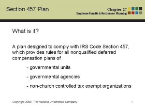 Section 457 Plan Chapter 27 Employee Benefit Retirement