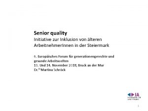 Senior quality Initiative zur Inklusion von lteren Arbeitnehmer