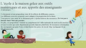 Lcole la maison grce aux outils numriques et