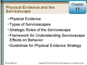 Physical Evidence and the Servicescape Chapter 11 1
