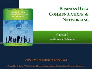 BUSINESS DATA COMMUNICATIONS NETWORKING Chapter 9 Wide Area