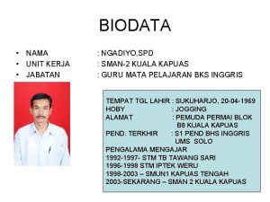 BIODATA NAMA UNIT KERJA JABATAN NGADIYO SPD SMAN2