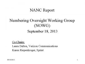 NANC Report Numbering Oversight Working Group NOWG September