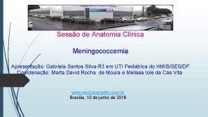 Sesso de Anatomia Clnica Meningococcemia Apresentao Gabriela Santos