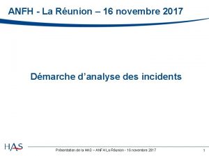 ANFH La Runion 16 novembre 2017 Dmarche danalyse
