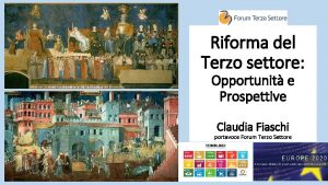 Riforma del Terzo settore Opportunit e Prospettive Claudia