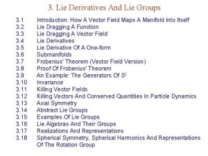 3 Lie Derivatives And Lie Groups 3 1
