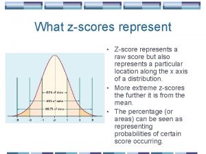 What zscores represent Zscore represents a raw score