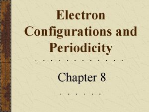 Electron Configurations and Periodicity Chapter 8 Electron Spin