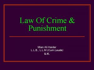 Law Of Crime Punishment Mian Ali Haider L