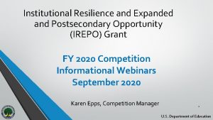 Institutional Resilience and Expanded and Postsecondary Opportunity IREPO