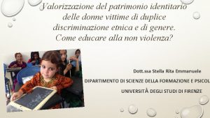 Valorizzazione del patrimonio identitario delle donne vittime di