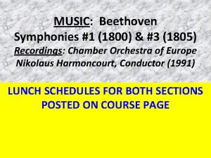 MUSIC Beethoven Symphonies 1 1800 3 1805 Recordings