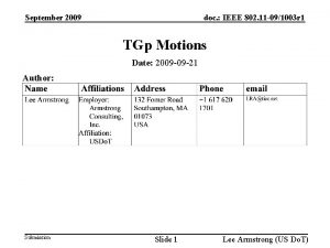 September 2009 doc IEEE 802 11 091003 r