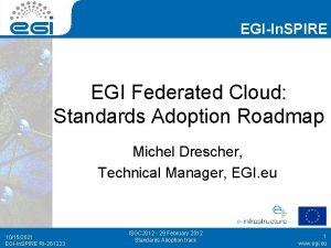 EGIIn SPIRE EGI Federated Cloud Standards Adoption Roadmap