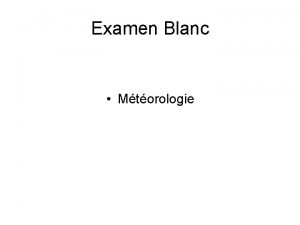 Examen Blanc Mtorologie 1 De nuit les basses