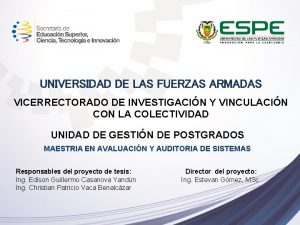 UNIVERSIDAD DE LAS FUERZAS ARMADAS VICERRECTORADO DE INVESTIGACIN