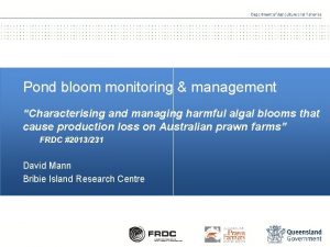 Pond bloom monitoring management Characterising and managing harmful