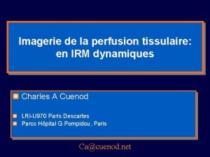 Imagerie de la perfusion tissulaire en IRM dynamiques