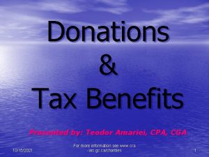 Donations Tax Benefits Presented by Teodor Amariei CPA