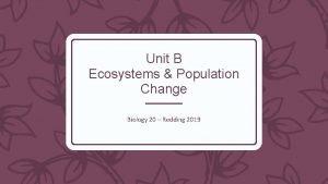 Unit B Ecosystems Population Change Biology 20 Redding