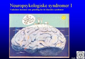 Neuropsykologiske syndromer 1 Vaskulre lsioner som grundlag for