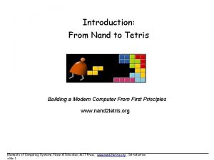Introduction From Nand to Tetris Building a Modern