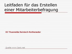 Leitfaden fr das Erstellen einer Mitarbeiterbefragung DI Thusnelda