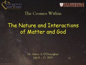 The Cosmos Within The Nature and Interactions of