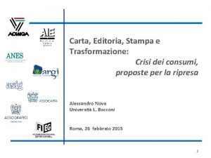 Carta Editoria Stampa e Trasformazione Crisi dei consumi